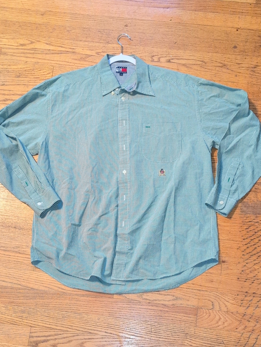 Tommy Hilfiger Mint Green Micro-Check Button-Down Shirt